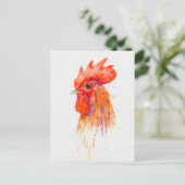 Rooster-Portrait Golden Postkarte (Stehend Vorderseite)