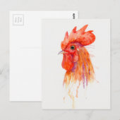 Rooster-Portrait Golden Postkarte (Vorne/Hinten)