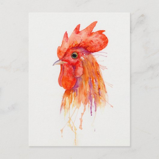 Rooster-Portrait Golden Postkarte (Vorderseite)