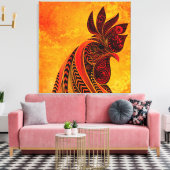 Rooster Portrait Imitate Canvas Print Leinwanddruck (Insitu (Wohnzimmer))