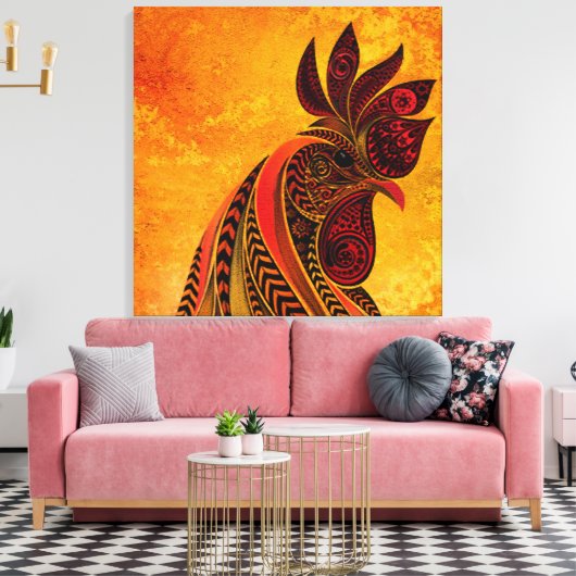 Rooster Portrait Imitate Canvas Print Leinwanddruck (Insitu (Wohnzimmer))