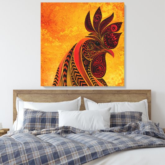 Rooster Portrait Imitate Canvas Print Leinwanddruck (Insitu (Schlafzimmer))