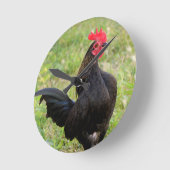 Rooster Portrait Runde Wanduhr (Winkel)