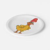 Rooster-Pose Pappteller (Schrägansicht)