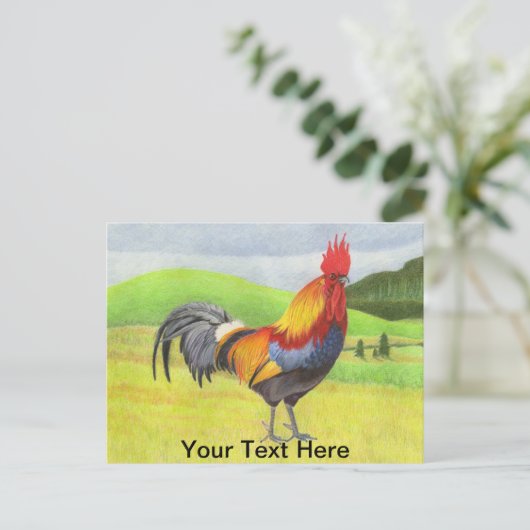 Rooster Postkarte (Stehend Vorderseite)