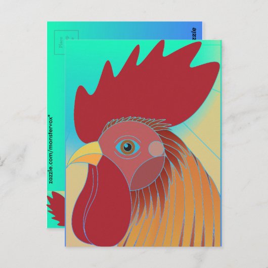 Rooster Postkarte (Vorne/Hinten)