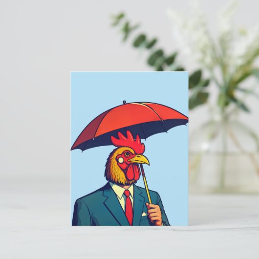 Rooster Postkarte (Stehend Vorderseite)