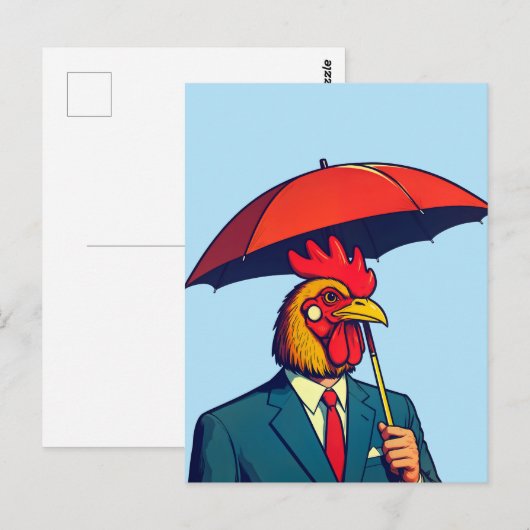Rooster Postkarte (Vorne/Hinten)
