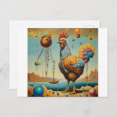 Rooster Postkarte (Vorne/Hinten)
