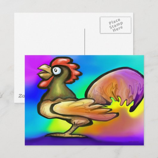 Rooster Postkarte (Vorne/Hinten)