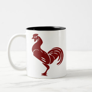 Rooster Poultry Chicken Animal Farm Bird Zweifarbige Tasse