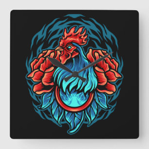 Rooster  quadratische wanduhr