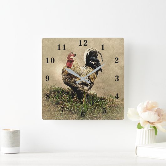Rooster Quadratische Wanduhr (Zuhause)