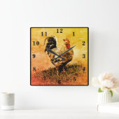 Rooster Quadratische Wanduhr (Zuhause)
