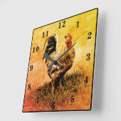 Rooster Quadratische Wanduhr (Winkel)