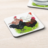 Rooster-Quartett für Heavy Rasse Getränkeuntersetzer (Linke Seite)