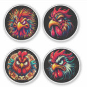 "Rooster Rage The Next Wave" 4-Pack Sticker Bundle (Vorderseite)