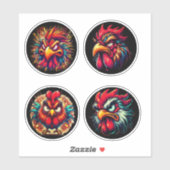 "Rooster Rage The Next Wave" 4-Pack Sticker Bundle (Blatt)