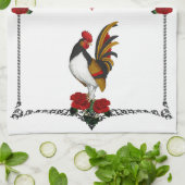 Rooster Red Black Gold Geschirrtuch (Gefaltet)