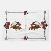Rooster Red Black Gold Geschirrtuch (Horizontal)