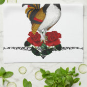 Rooster Red Black Gold Geschirrtuch (Gefaltet)