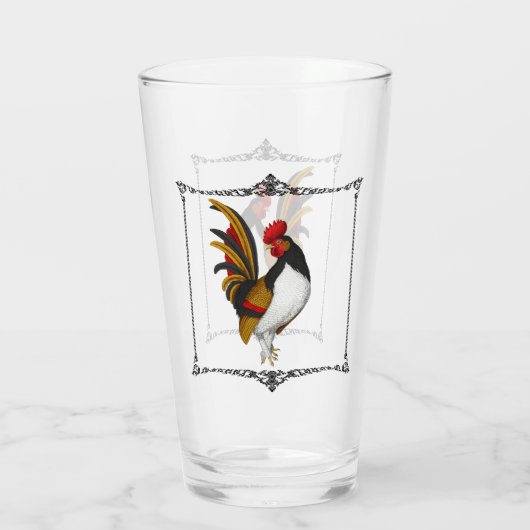 Rooster Red Black Gold Glas (Rückseite)
