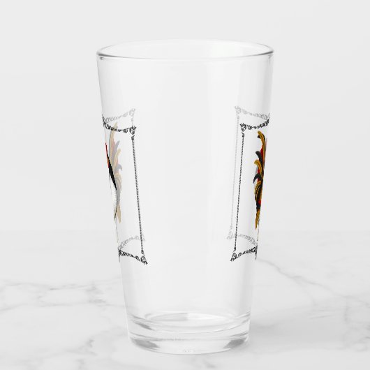 Rooster Red Black Gold Glas (Links)