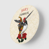 Rooster Red Black Gold Runde Wanduhr (Winkel)