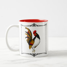 Rooster Red Black Gold Zweifarbige Tasse