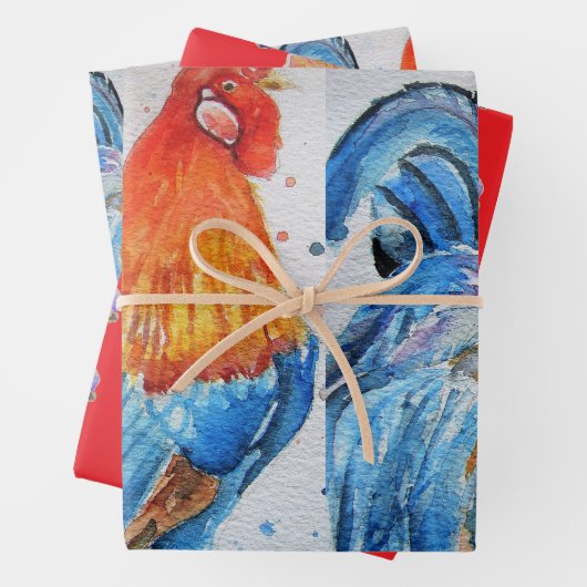 Rooster Red Chicken Cockerel Bird Frische Pasta ma Geschenkpapier Set (Beispiel)
