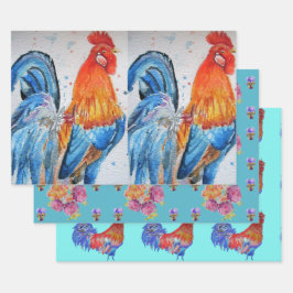 Rooster Red Chicken Cockerel Bird Frische Pasta ma Geschenkpapier Set