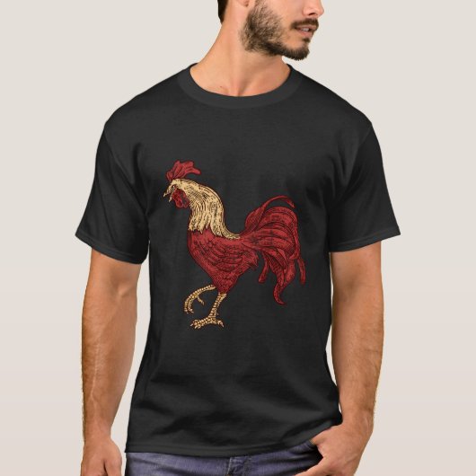Rooster Red Fighting Chicken T-Shirt (Vorderseite)