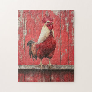 Rooster Red Wood Barwall Puzzle