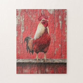 Rooster Red Wood Barwall Puzzle
