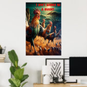 Rooster Rendezvous auf der Wiese Poster (Heimbüro)