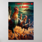 Rooster Rendezvous auf der Wiese Poster (Vorne)