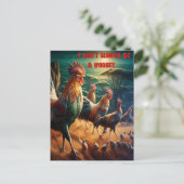 Rooster Rendezvous auf der Wiese Postkarte (Stehend Vorderseite)