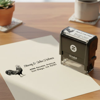 Rooster Return Address Self Inking Stamp Permastempel
