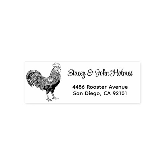Rooster Return Address Self Inking Stamp Permastempel (Design)