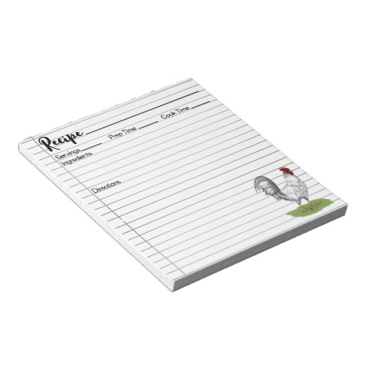 Rooster-Rezept Notepad Notizblock (angewinkelt)