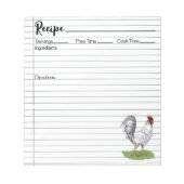 Rooster-Rezept Notepad Notizblock (Vorderseite)