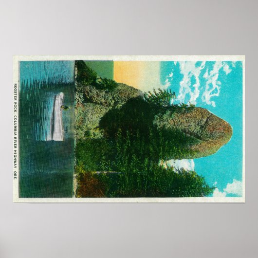 Rooster Rock on Columbia River Poster (Vorne)