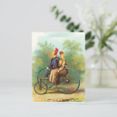 Rooster Romantic Bike Date Postkarte (Stehend Vorderseite)