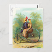 Rooster Romantic Bike Date Postkarte (Vorne/Hinten)