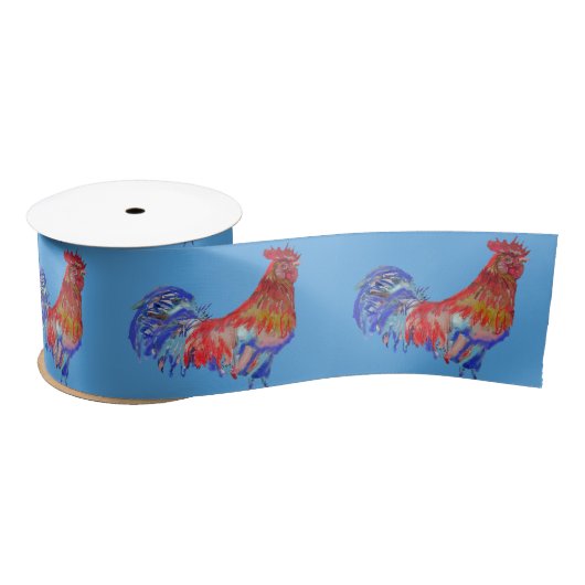 Rooster Roosters Hähnchen niedlich Satin Ribbon Satinband (Spule)
