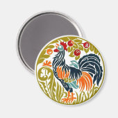 Rooster Round Magnet (Vorderseite/Rückseite)
