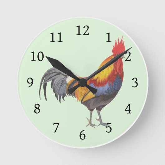 Rooster Runde Wanduhr (Vorderseite)