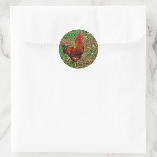 Rooster Runder Aufkleber (Tasche)