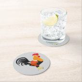 Rooster Runder Pappuntersetzer (Vor Ort)