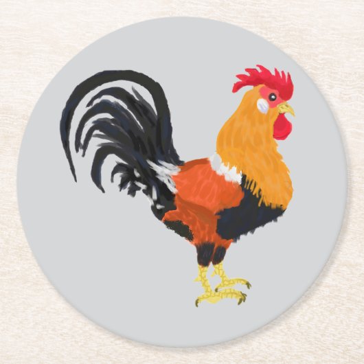 Rooster Runder Pappuntersetzer (Vorderseite)